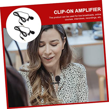 DECHOUS 2pcs Clip Microphone for Live Streaming USB Laptop Mic Journalist Interview Collar
