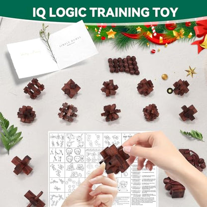 24 Pcs Brain Teaser Puzzles for Adults Teens - Wooden Puzzles 3D Puzzle Game Toys for Adults Teens - Unlock Interlocking Puzzle Adult IQ Education Smart Toys