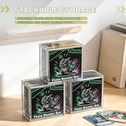 Clear Storage Bins,Booster Box Case with Magnetic Closure,Vertical Acrylic Display Case,5mm Thick Stackable Display Box for Card Collection Display(Booster Box Case,3 Pack) - size: Booster Box Case