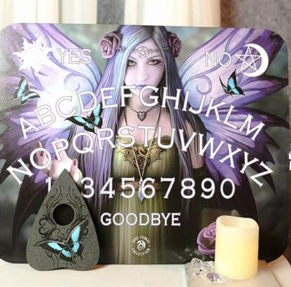 Ebros Anne Stokes Mystic Aura Illustrated Ouija Spirit Board With Planchette MDF Wood 15" by 12" Fantasy Supernatural Witchcraft Dark Arts Novelty Gift