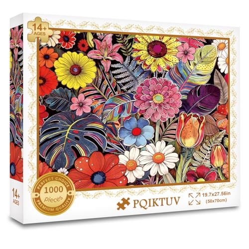 1000 Piece Puzzle for Adults, | Fantasy Magical Forest Flowers Jigsaw Puzzle, Scenic Wall Decor & Holiday Gift, 27.56" x 19.7" - color: Blossoms in Full Bloom