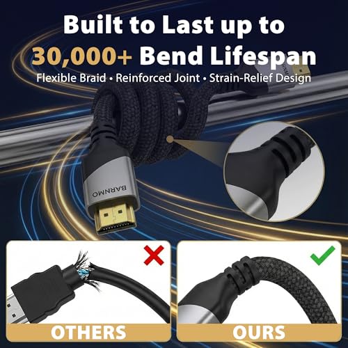 HDMI 2.1 8K Ultra High Speed Cable 3m/10ft 48 Gbps 8K 60 Hz 4K 120 Hz HDR10+ HDCP 2.3 eARC Dolby Vision, for PS5/Xbox/Switch 8K/4K TV, Laptop, PC Monitor, 4K UHD Blu-ray Player (3m/10ft) - size: 10 ft