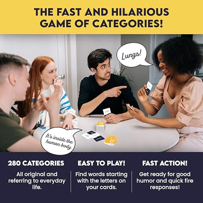 Slingz by Blue Orange Games, Fast and Hilarious Word Card Party Game of Categories for Ages 10 & Up, 2 to 7 Players - style: 10 and up - Family