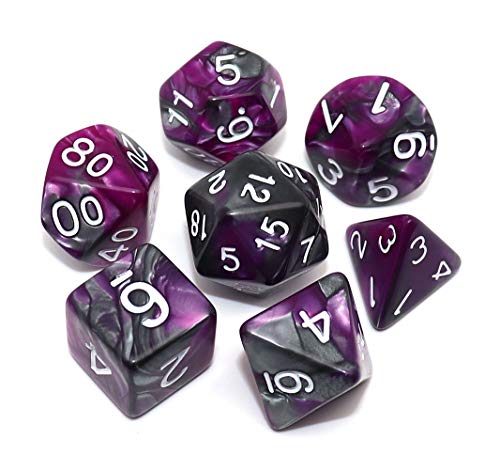 DND Dice RPG Polyhedral Dice Set for Dungeon and Dragons MTG Role Playing Games Dice Set(Purple & Silver) - color: Silver Mix Purple