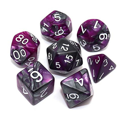 DND Dice RPG Polyhedral Dice Set for Dungeon and Dragons MTG Role Playing Games Dice Set(Purple & Silver) - color: Silver Mix Purple