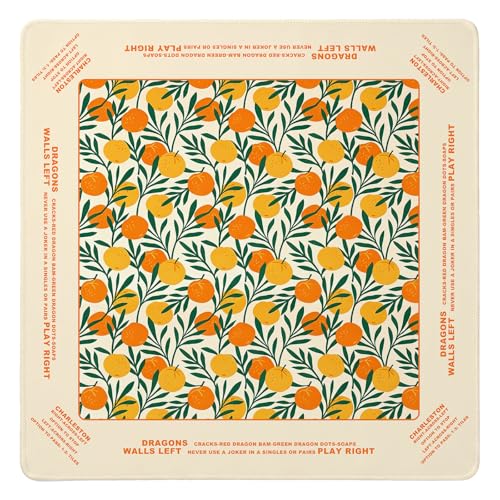 UTELKA Yellow and Orange Mahjong Mat, Fall Mahjong Mat for Table 31.5 Inch | Orange Citrus Game Pad, Autumn Mah Jong Mats, Fruity Mahjong Accessories Supplies, Fall Card Games Gifts - color: Yellow and Orange