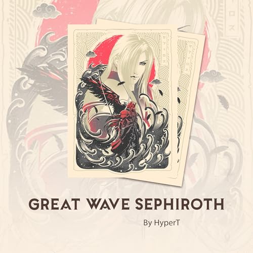 Great Wave Silver-Haired Villain - MTG Card Sleeves, 104ct, Standard Size | Double Sleeving Compatible, Smudge Resistant Matte Back, Compatible with Standard 66x92mm TCG and Magic The Gathering Cards. - color: Great Wave Silver-haired Villain