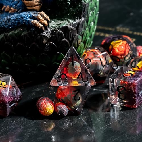 UDIXI 7PCS DND Dice Set Dragon Egg Polyhedral Dice Set for Tabletop Games | Velvet Storage Bag, DM Gift, for Dungeons and Dragons Role Playing Games Board Games - color: Dragon Egg