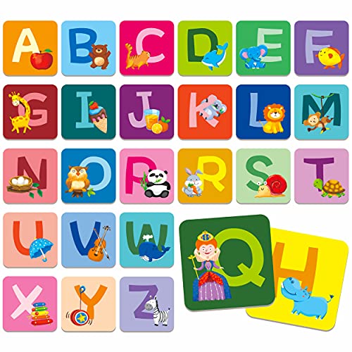 SpriteGru Memory Alphabet Matching Game(26 Pairs of 52 Pieces), Capital Letter Matching Game Cards Educational Toy for Toddlers - style: Letter Theme