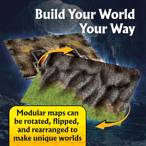 Arcknight The Winding Caverns Roleplaying Battlemaps; 16 Modular RPG Maps in 8 Double-Sided Pages, 1" Square Grid, Modular & Versatile Design for Tabletop Gaming - for Dungeons & Dragons & Pathfinder - style: Winding Caverns