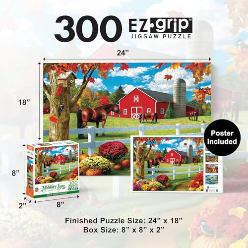 MasterPieces - 300 Piece Jigsaw Puzzle, Large EZ Grip Shapes, Rolling Pastures, Fun for Adults, Seniors, Family, Kids, Non-Glare Finish, 18"x24" - size: 300 Piece