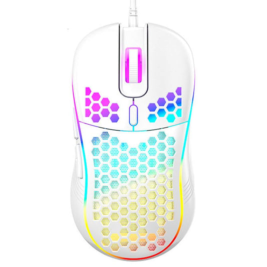 Wired Gaming Mouse, 7200 DPI High Precision Optical Sensor, Lightweight Honeycomb Design, Ergonomic RGB Gaming Mouse with On/Off Switch, 6 Programmable Buttons for PC Mac Laptop Gamers - color: White