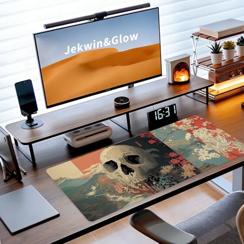 Japanese Skeleton Gaming Mouse Pad, Desk Mat, XL Extended Big Large Mousepad with Non-Slip Rubber Base, Laptop Computer Keyboard Mat Office&Home, 31.5x11.8in, Skull - color: Skull