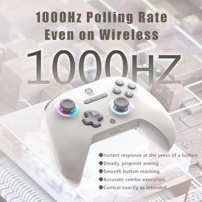 PeriphX Wireless PC Controller with 1000Hz Polling Rate, Switchable Hall and Tactile Triggers（Long/Short Travel Triggers）, Hall Joysticks, Turbo, Macro, RGB Lighting, 2.4G Bluetooth Wired, Compatible with Windows PC/ Switch1,2/Steam Deck/Android/iOS