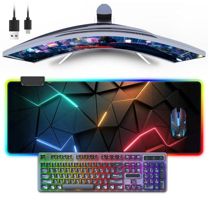 RGB Mouse Pad, Gaming Mousepad with 13 LED Light Modes | 31.5X11.8inch Large Mouse Mat, Gaming Mats for Desk with Non-Slip Rubber Base, Model-A - color: Black-c