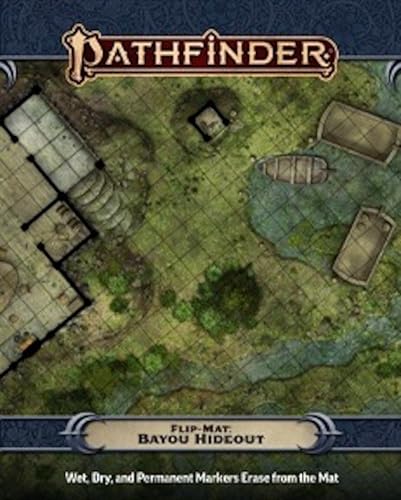 Pathfinder Flip-Mat: Bayou Hideout, 24x30 Double-Sided | Swamp Battle Map - Waterlogged Community & Meeting Hall, for Tabletop Games