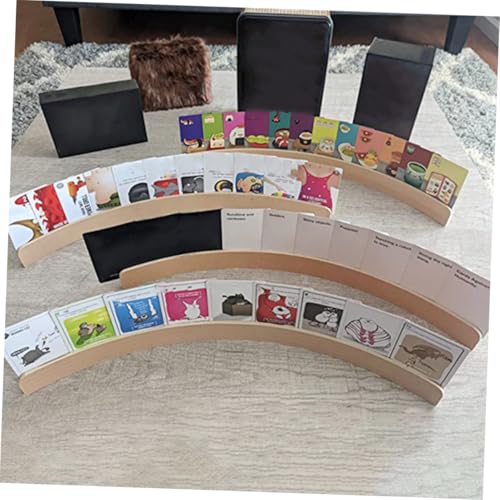 Hemobllo Wooden Card Rack Displaying Stand Wooden Playing Card Holder for Games for Family Gatherings and Game Nights