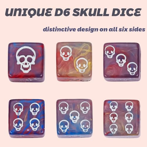 Skull Dice,10 Pieces 16MM Halloween D6 Dice Mini Skull Face,Unique 6 Sided Dice Set Standard Game Dice for MTG DND Tenzi Farkle Yahtzee Bunco(Blue) - color: Blue