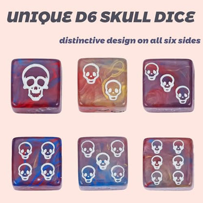 Skull Dice,10 Pieces 16MM Halloween D6 Dice Mini Skull Face,Unique 6 Sided Dice Set Standard Game Dice for MTG DND Tenzi Farkle Yahtzee Bunco(Blue) - color: Blue