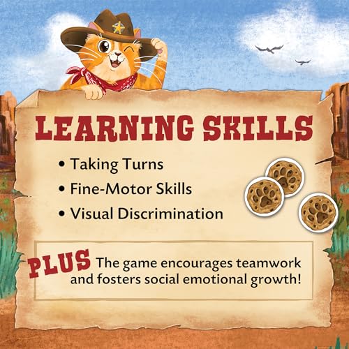 Peaceable Kingdom Meowdy Partner Cooperative Matching Game | A cooperative game where players team up to win together. Includes 27 cowboy cat cards and 1 scratching post. Ages 3+.