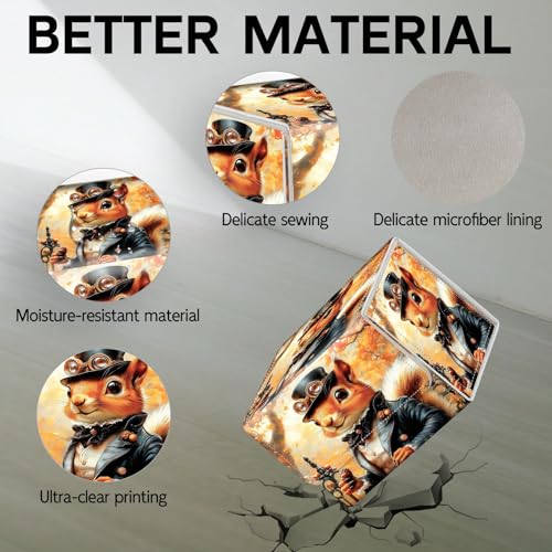 Trading Card Storage Box, Holds 100+ for MTG Cards, Premium PU Leather with Magnetic Closure, Fall Foliage Steampunk Squirrel Durable Deck Box for Magic the Gathering, Trading Card Games - color: Fall Foliage Steampunk Squirrel