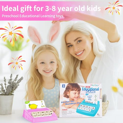 DEGIDEGI Educational Toys for Kids Ages 3-8, Matching Letter Spelling Game ABC Learning, Learning Toys for 4-7 Year Old Girls,Christmas Birthday Party Gifts for 3 4 5 6 7 8 Year Olds Girls Pink - color: Pink