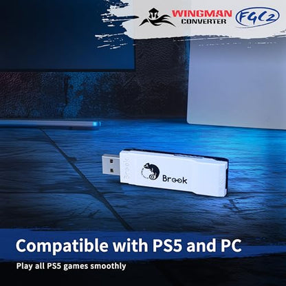 Brook Wingman FGC2 Converter with Keychain-Arcade Joystick Adapter Gamepad for PS5 & PC, Supports All PS5 Games (Official Exclusive Version)