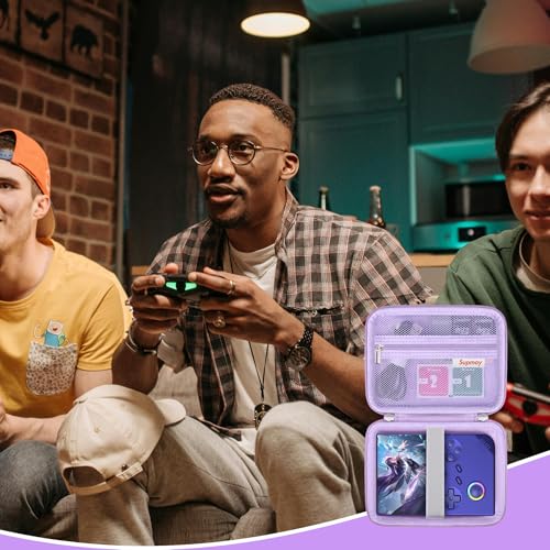 Supmay Hard Carrying Case for G350/RG35XX Pro/RG40XXV/RG405V/RG406V Retro Handheld Game Console, Retro Game Travel Storage Holder with Mesh Bag for SD Card, USB Charging Cable, User Manual, Purple - color: Purple