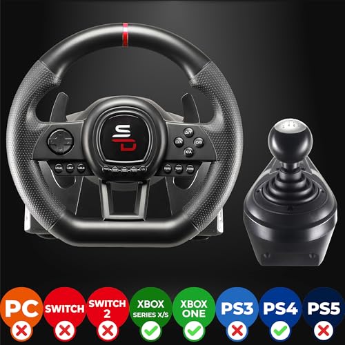 SUBSONIC - Superdrive GS650-X Racing Wheel for PS4 and Xbox Series - Black | Steering Wheel with Pedals and Gear Shifter - Vibration - 3 Sensitivity Modes - Diameter 26 cm, Rotation 270°