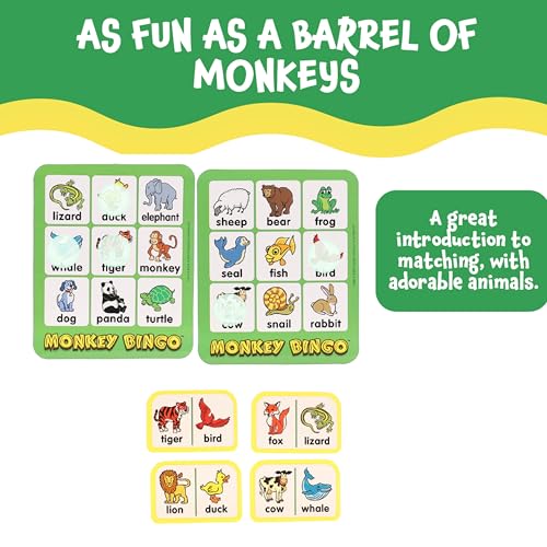 POPULAR PLAYTHINGS Monkey Bingo Picture Board Game, Animal Matching Game, Early Learning Fun, Gifts for Kids Ages 4 & Up