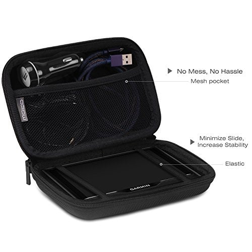 MoKo 5-Inch GPS Carrying Case for Garmin, TomTom & Magellan, Black | Hard Shell Protection, Shock-absorbing Oxford Fabric, Soft Velvet Lining, Mesh Pocket for Accessories - size: 5 Inch