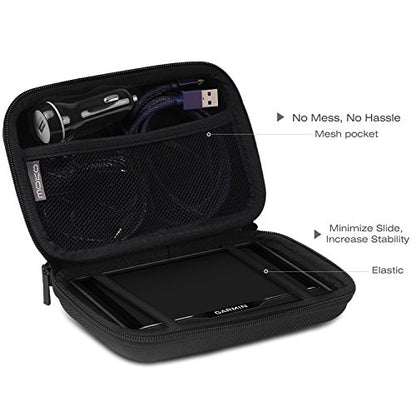 MoKo 5-Inch GPS Carrying Case for Garmin, TomTom & Magellan, Black | Hard Shell Protection, Shock-absorbing Oxford Fabric, Soft Velvet Lining, Mesh Pocket for Accessories - size: 5 Inch