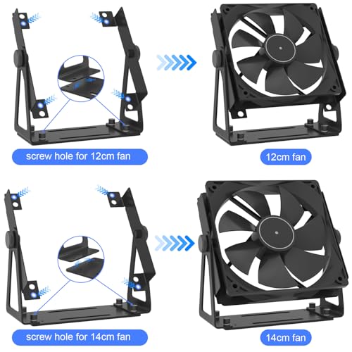 Multi-Purpose Desk Fan Stand Mount, Black | For 120mm PC Computer Fans, For 140mm PC Computer Fans