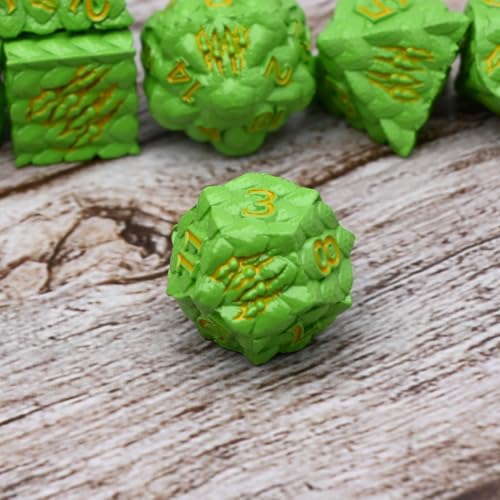 Dragon Scale Metal Dice Set-Dragon Claw,with Gift Metal Box for TTRPG Tabletop Gaming,Dungeon Masters,RPG Adventures(Green) - color: Green