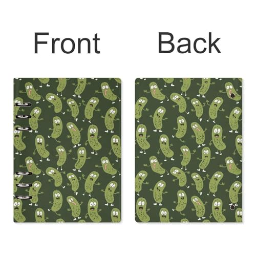 JOJOART Cute Pickle Characters Funny Journals Binder Notebook Loose Leaf 6-Ring Professional Notebook,Spiral Notebooks Refillable Journal Notebook,90 Sheets for Office Travel Planner