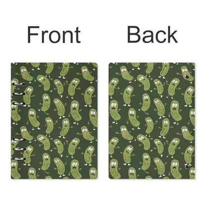 JOJOART Cute Pickle Characters Funny Journals Binder Notebook Loose Leaf 6-Ring Professional Notebook,Spiral Notebooks Refillable Journal Notebook,90 Sheets for Office Travel Planner