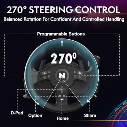Nitho Drive Pro V200 PC Gaming Racing Wheel with Pedals and Shifter, Steering Wheel Compatible with PC, PS4, Switch 2/Switch, Xbox Series X|S and Xbox One, 270° Car Driving Simulator with Vibration - color: Drive Pro V200