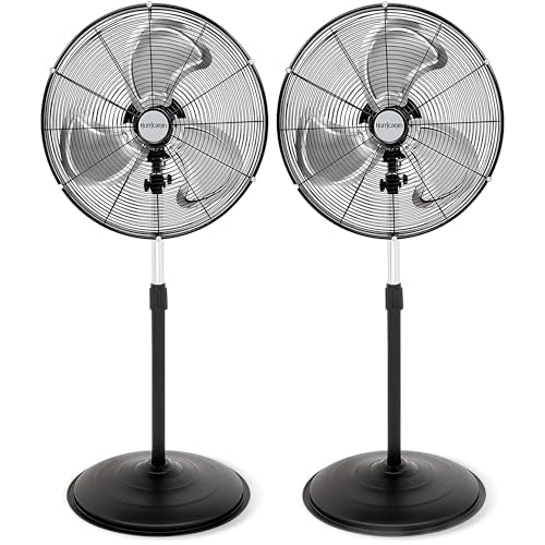 Hurricane 2-Pack Pro High-Velocity Oscillating Metal Stand Fan w/ 3-Speed Setting, 20" - Heavy-Duty Cooling Pedestal Unit w/ 4500 CFM, Adjustable Tilt & Height for Home, Garage, Gym & Workshop - color: Metal, size: 2 Pack