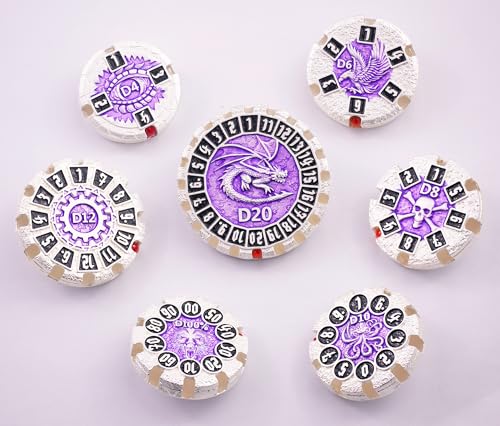 Metal DND Dice Set Spinning Dungeons and Dragon Dice Set Metal Dragon Polyhedral Magic 7 PCS Dice Set with Gift Box for Dungeons and Dragons Table Games Play Cards MTG(GyroDice_Pearl Silver Black) - color: Spinning Dice_pearl Silver Black
