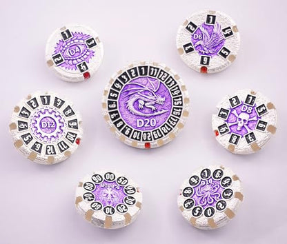 Metal DND Dice Set Spinning Dungeons and Dragon Dice Set Metal Dragon Polyhedral Magic 7 PCS Dice Set with Gift Box for Dungeons and Dragons Table Games Play Cards MTG(GyroDice_Pearl Silver Black) - color: Spinning Dice_pearl Silver Black