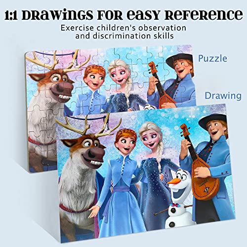 MZZOTOY Puzzles for Kids Ages 4-8, 60 Pieces Puzzles for Kids Ages 3-5 in a Metal Box Girls and Boys Learning Educational Jigsaw Puzzle Toys Gifts - color: B-frozen