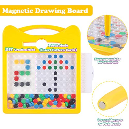 Magnetic Drawing Board for Kids, Toddler Magnet Doodle Board with 2 Pens, Magnetic Dot Art, Fine Motor Skills Toys, Airplane Travel Essentials Toys for Boys Girls (Yellow Cat) - color: Yellow Cat