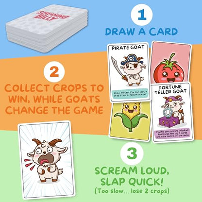 Screaming Billy Goat Family Card Game for Kids & Adults Game Night, Ages 7+ | Easy to Learn, Matching & Set-Collection, Slap Moments & Surprise Twists, 10-15 Min, 2-4 Players, Screen-Free, 8-12