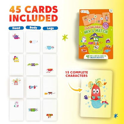 Kidrox Mix & Match Character Building Flash Cards, Transparent Layerable Learning Cards, 45 Pack - style: Mix & Match