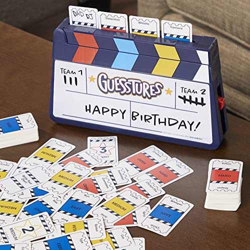 Hasbro Gaming Guesstures Game, Charades Games for 4 or More Players, Includes Customizable Cards and Clapper, Family Party Game for Ages 8 and Up