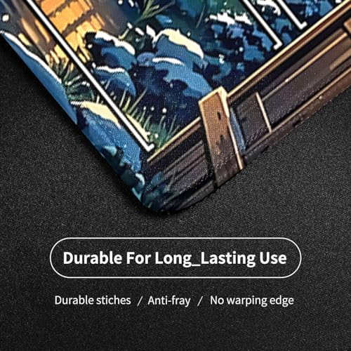 MTG Playmat- Stitched Edges Forest TCG Playmat-Non-Slip Landscape Play Mat Smooth Surface Rubber Base Board Game Mousepad 24x14 inches for Trading Card Game Playing with Storage Bags - color: Snow House Stitched Edges Mats With Zones