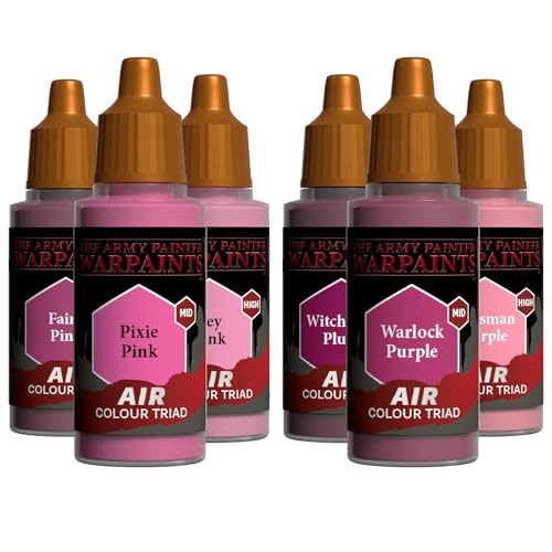 The Army Painter, Air Triads Magenta + Pink, 6 x 18 ml, aerografo | Colori acrilici pre-diluiti per aerografo, per miniature D&D e Warhammer - color: Magenta + Pink
