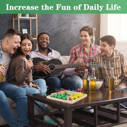 Shut The Box Dice Game 2-4 Players, Wooden Board Table Math Game with 8 Dices, Classic Tabletop Version Family Games for Adults and Kids