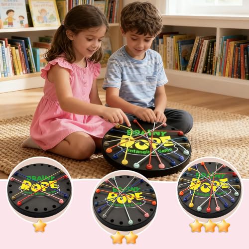 Rope Untangling Game, Brain Knots Game Strategy Thinking for All Ages | Elastic Rope Design, Plastic, Multi-color, Multi level Difficulty, practical portable storage bag, Fun Family Activity