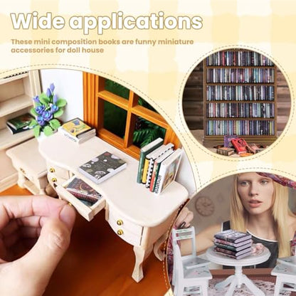 Mini Bookshelf with 180pcs Mini Books Miniature Anxiety Bookshelf Ornament | Tiny Small Bookshelf Dollhouse Decor Shake Away Your Anxiety for Book Lovers Gift Home Room Office - style: Mini Books with Bookshelf